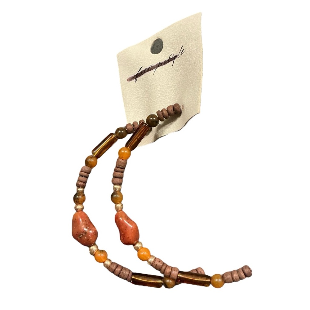 Free People Beaded Earrings Brown/Orange $38 Retail